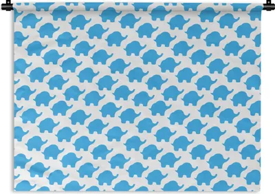 Produktbild von MuchoWow® Wandteppich Wandbehang Blau - Elefant - Design 150x112.50 cm Tapisserie Dekoration Wandtuch - Wanddecke - Wandteppiche