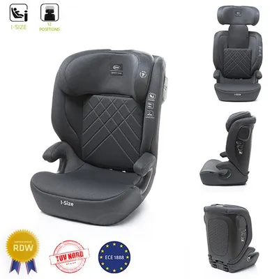 Produktbild von 4Baby | Kindersitz - Kindersitz ab 3 jahren, i-Size, 15-36kg, 105-150 cm, verstellbare Kopfstütze, Montage vorwärts - Grau - Nero