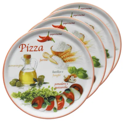 Zdjęcie produktu dla zestaw 4 talerzy do pizzy Napoli Red Ø 33,8 cm talerz do serwowania XL talerz porcelanowy