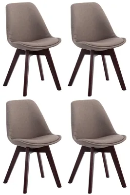 Produktbild von CLP 4er Set Besucherstühle Borneo V2 Stoff  mit Polsterung taupe Gestell Farbe walnuss