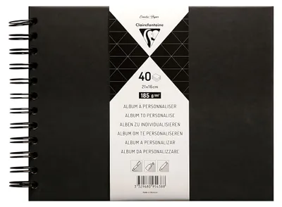 Produktbild von Clairefontaine 95438C, Schwarz, 40 Blätter, Spiralbindung, Schwarz, 210 mm, 160 mm