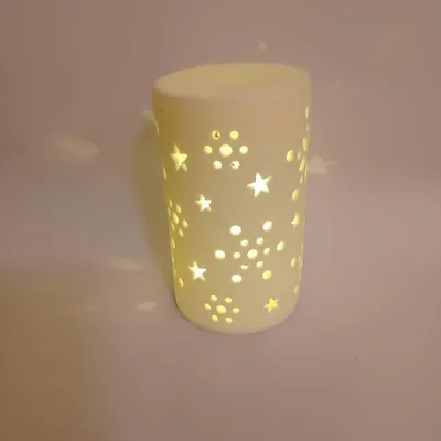 Produktbild von DECOLED Keramik-Kerzenständer, 7,5 x 12,5 cm, warmweiß