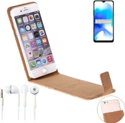 Produktbild von K-S-Trade Schutzhülle mit Kopfhörer kompatibel mit Blackview A80s Handyhülle Cover Kork Tasche Flipstyle Case