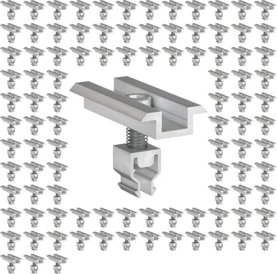 Produktbild von 100x Mittelklemme Klickfix silber 30-40mm Solarmodul Halterung Modulklemme Solar Modul Klemme Befestigung Halterung PV Montage Panel Aluminium Profil