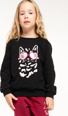 Produktbild von Mädchen-Sweatshirt Cat - Schwarz - 110