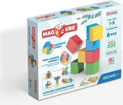 Image de Jeu de construction magnétique GEOMAG Magicube Recycled Creative Set, 8 pièces, Plastique recyclé, Dès 1 an