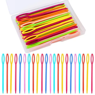 Produktbild von Kunststoff-Nähnadeln 50 Stück 9 cm mit großer Öse für Garn und Handwerk