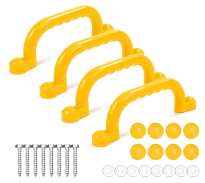 Image de Poignées pour structure d'escalade Relaxdays, lot de 4, capacité de charge de 100 kg par poignée, tour de jeux et lit mezzanine, poignées encastrées, plastique, jaune, Image générée par une IA