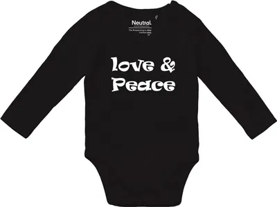 Produktbild von Huuraa Baby Body Love & Peace 70s 74 Black  Baumwolle Fairtrade Langarmbody Geschenkidee