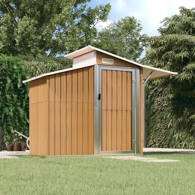Produktbild von Geräteschuppen, Gartenhaus, Fahrradunterstand, Gartenhütte, Schuppen Garten, Gartenhäuser, Lagerschuppen, Braun 270x130x208,5 cm Verzinkter Stahl