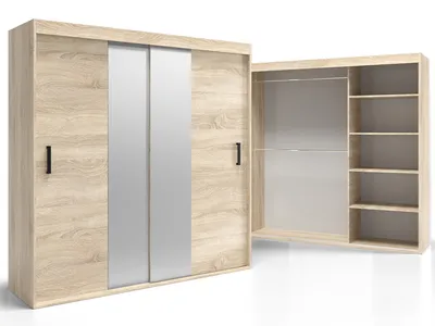 Zdjęcie produktu dla Szafa 180 cm z lustrem Biała Półki Drążki Denver VSZ28 Kolory do wyboru,