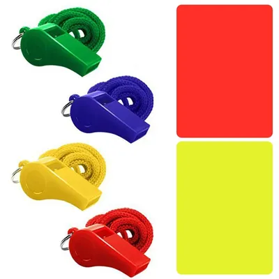 Productafbeelding van Set van 4 Scheidsrechtersfluiten met Lanyard en Kaarten