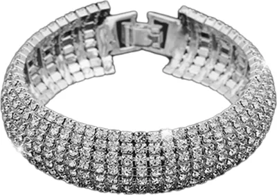 Produktbild von Breiter Armreif mit Strasssteinen für Damen, römischer Stil, Schmuck, Geschenk für Hochzeit, Party, Bankett-Silber