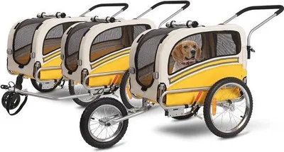 Produktbild von Famanu Fahrradanhänger und Hunde-Buggy 3-in-1 - Tragfähigkeit 30 kg - Gelb