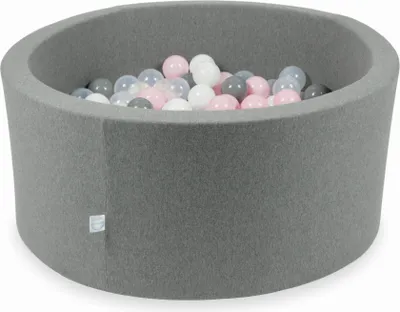 Immagine prodotto di Piscina grigia secca 90x40 con 300 palline: trasparente, bianca, grigia, rosa chiaro