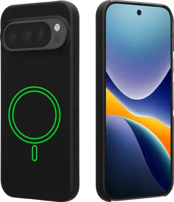 Produktbild von kwmobile Hülle kompatibel mit Google Pixel 9 / Pixel 9 Pro Hülle - Case MagSafe kompatibel - Handyhülle Kunststoff - Rutschfestes Cover in Schwarz