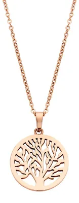 Produktbild von CO88 Collection Beloved 8CN-26060 Stahlkette mit Anhänger – Lebensbaum Ø 20 mm – Länge 42 + 5 cm – Roséfarben