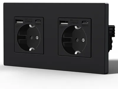 Immagine prodotto di Prese multiple con USB e tipo C, 2 prese USB-C, colore nero
