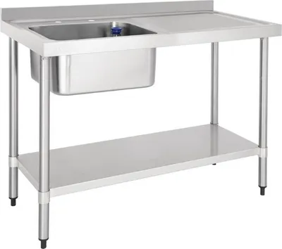 Produktbild von Vogue Einzelspüle Edelstahl Abtropffläche Rechts 1200Mm