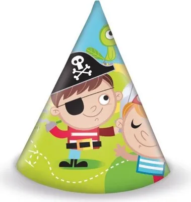 Produktbild von 6 Pirat Schwarzzahn Partyhüte 16cm