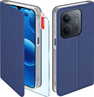 Productafbeelding van Magnetische hoesje voor Xiaomi Redmi 15C 5G, afsluitbaar, donkergroen, met beschermend glas 9H