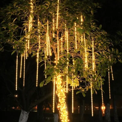Produktbild von ​288 LED Meteorschauer Lichterkette Wasserdicht Weihnachten Meteor Eiszapfen Lichter, Warmweiß