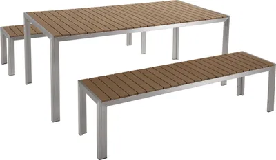 Obrázek produktu pro BELIANI Sada zahradního nábytku hnědý hliník syntetické dřevo 8místný obdélníkový venkovní moderní