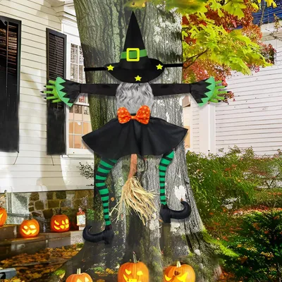 Image de Décoration d'Halloween : sorcière tombante, 110 cm de haut, décoration pour jardin