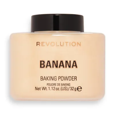 A product shot of a banana baking powder container.