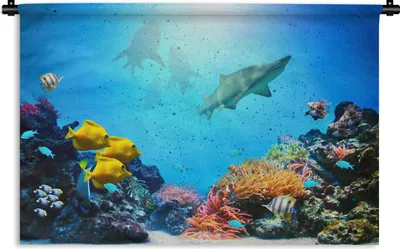 Produktbild von MuchoWow® Wandteppich Wandbehang Meer - Fische - Korallen 120x80 cm Tapisserie Dekoration Wandtuch - Wanddekorationen - Wandtücher
