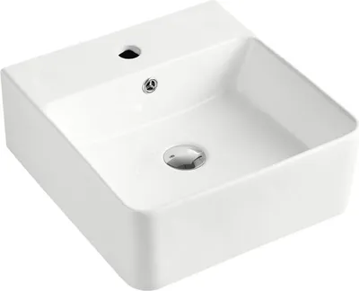 Produktbild von Beitz & Walz AqvaCeramica Aufsatzbecken 'SlimRim"' m. Hahnb.  400 x 420 mm weiß