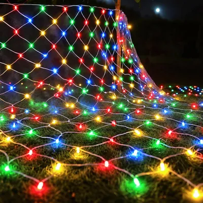 Produktbild von 3X2M 320LED Lichternetz 8 Modi Lichterkette Innen Lichtervorhang Weihnachtsbeleuchtung für Büsche Garten Weihnachten Halloween Balkon, Bunt