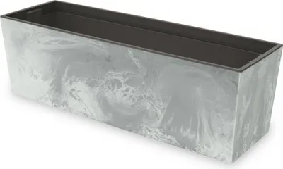 Obrázek produktu pro Květinový truhlík s praktickou vložkou Květináč Délka: 77 cm Balkonový truhlík na plastu Betonový vzhled Betonová konstrukce Betonová barva Interiér / exteriér