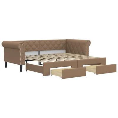 Produktbild von vidaXL Tagesbett Ausziehbar mit Schubladen Braun 90x200 cm Kunstleder