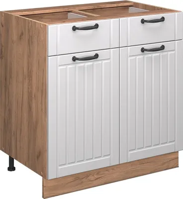 Produktbild von Küchenunterschrank Vicco Fame-Line Weiß Landhaus 80 cm ohne Arbeitsplatte, Model 56676