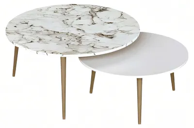 Zdjęcie produktu dla Eleganckie białe drewniane stoliki boczne w nowoczesnym minimalistycznym stylu
