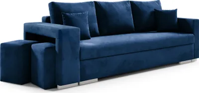 Produktbild von Modernes Sofa SOLANO 208x83 cm Couch Schlaffunktion mit Bettkasten Farbe: Kronos 09 Dunkelblau