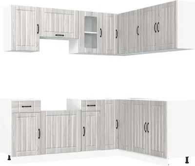 Produktbild von 11-tlg. Küchenschrank-Set Kalmar Grau Sonoma Holzwerkstoff
