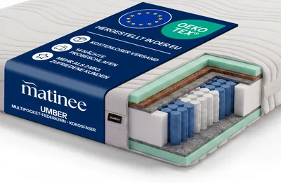 Produktbild von Matratze 100x180 Taschenfederkern mit Kokos und HR-Schaum zweiseitig H3/H4 Umber