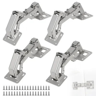Produktbild von 4x 170° Möbelscharnier mit Soft-Close & 36 Schrauben – Türscharniere für Küchenschränke & Holzmöbel, ohne Bohren, für 16–40mm Türen