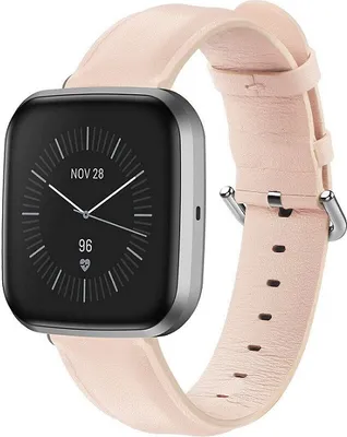 Produktbild von BStrap Leather Lux Armband für Fitbit Versa 3, sand pink