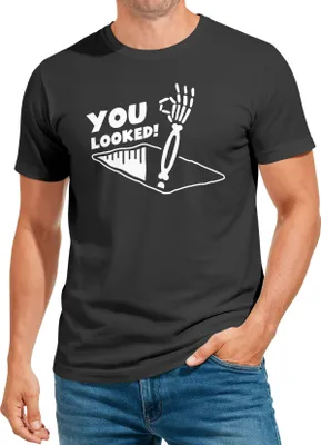 Produktbild von Herren T-Shirt You looked Bongoloch reingeschaut Skelett Fun-Shirt Spruch lustig Moonworks®