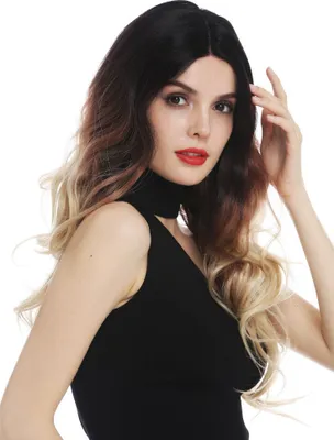 Produktbild von WIG ME UP Perücke Lace-Front Teil-Monofilament lang wellig Ombre Braun Blond RGF-7115-MF-4T/R3437