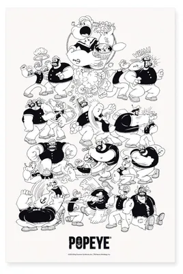 Produktbild von Spreadshirt Popeye Poster Kampfposen Poster 60x90 cm, One size, Weiß
