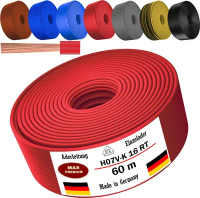 Produktbild von 60m Aderleitung H07 V-K RT 1x16 mm² Rot Einzelader flexibel