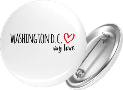 Produktbild von Huuraa Button Washington D.C. my love 59mm rund mit Sicherheitsnadel Ansteckbutton Geschenkidee