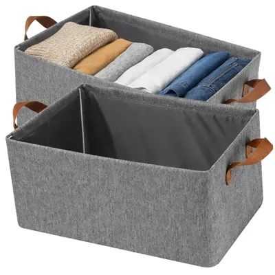 Produktbild von Grauer Aufbewahrungskorb/Schrankorganizer mit Griff, 2 Stück