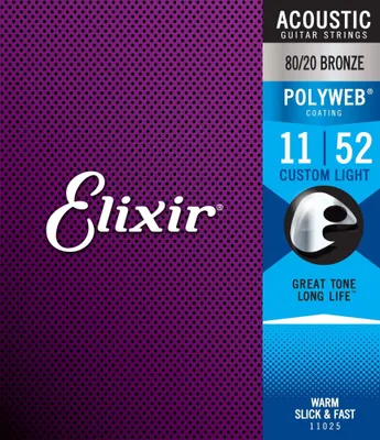 Produktbild von Elixir 11025 Polyweb - 80/20 Bronze, custom light (011-052)