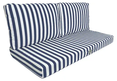 Image de Coussins pour salon de jardin déhoussable 120x60cm - Rayure bleu marine