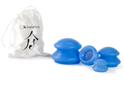 Produktbild von Habys Silikon Schröpfgläser Schröpfköpfe | Saugglocke Massagegerät | Anti Cellulite Schröpfset Cuppin Set | 4 Stück Blau